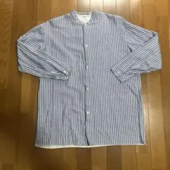 バンドカラーシャツ　ストライプ　古着