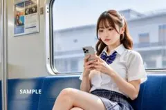 【美人美女】AIグラビア写真★電車内の制服美少女❤︎【L版サイズ】★再販★