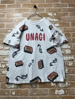 プニュズ　PUNYUS Tシャツ　うなぎ　総柄　渡辺直美　UNAGI 古着　白のサムネイル