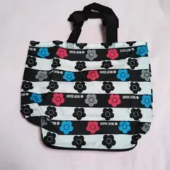 マリークワント　折りたたみ花柄ストライプトートバッグ