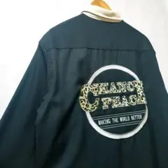 新品　豹柄　刺繍ロゴ　ストリート系　長袖シャツ　L　メンズ　黒色