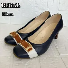 美品✨ REGAL platinum ベルトバックル レザー パンプス 24cm