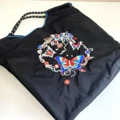 《さとみ様専用》新品未使用Ｄ.KELLY トートバッグ　蝶刺繍エコバッグブラック