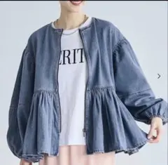 coca デニムギャザーアウター ブルー M