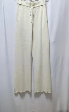 【新品未使用】 UNIQLO リブニットワイドパンツ アイボリー Lサイズのサムネイル