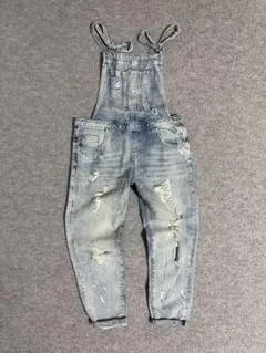 【ZARA】ダメージ加工 デニム サロペット オーバーオール TRF Sのサムネイル
