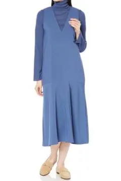 【極美品】Mila Owen マーメイドワンピースブルー ノースリーブ ロング丈