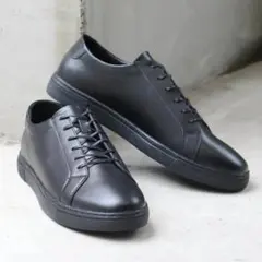 未使用品 42サイズ Sarabande ブラックレザースニーカー 本革