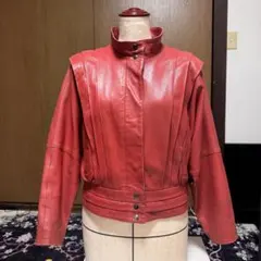 ヴィンテージレッドレザージャケット スタンドカラー