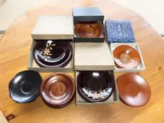 茶托 26枚 まとめ売り 木製 プラスチック漆器 花型 黒塗り 茶たく