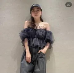 ボリュームギャザーフリルオフシャルブラウス