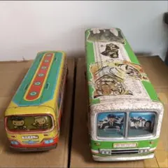 쇼와 레트로 ブリキ製 バス ミニカー 2台セット