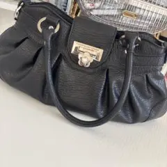 【美品】MARY QUANT マリークワント　レザー　ハンドバッグ　ブラック
