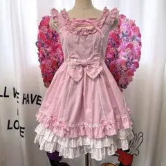 AnglicPre tty ハート胸当て付きスカートカチューシャセット 濃ピンク