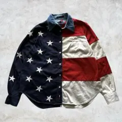 90s vintage トミーヒルフィガー星刺繍USA 長袖シャツ アメカジ