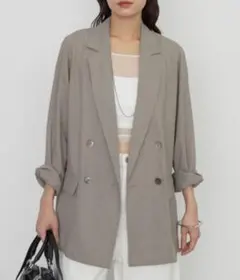 Loungedress リネンライクシアージャケット グレーのサムネイル