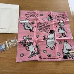 MOOMIN ムーミン ハンカチ ピンク　チャーム2点のサムネイル