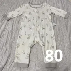 UNIQLO 長袖　ロンパース　カバーオール　パジャマ　ボタン　80 グレー