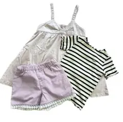 ワンピース　トップス　パンツ　3点セット　 女の子 半袖 ボーダー 子ども服　夏