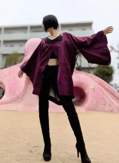 道行　紫色　昭和　上品　ヴィンテージ着物　カーディガン　ジャケット　現代着物