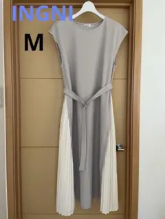 イング　ノースリーブ グレー カットソーワンピース