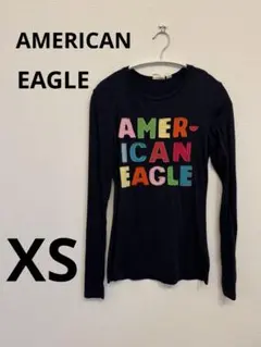 AMERICAN EAGLE 長袖Tシャツ　ネイビー　ワッペン　ステッチ