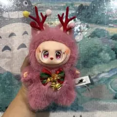海外限定クリスマス仕様ジモモ ラブブ ピンク ぬいぐるみキーホルダー
