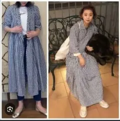 BEAMS BOY　ギンガムチェックカシュクールロングワンピース　F　美品✨