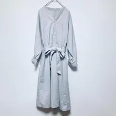 【ロペピクニック】シャツロングワンピース　グレー　リボン　38 　春秋