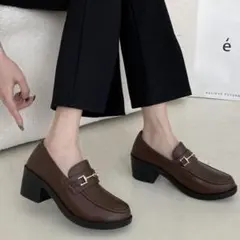 超軽量厚底　マニッシュ ヒールアップ ビットローファー 7525