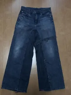 【希少】人気カラー　トラックパンツ　デニムパンツ　再構築　リメイクデニムパンツ 希少】人気カラー トラックパンツ デニムパンツ 再構築 リメイク