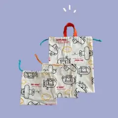 お着替え袋と給食袋の3点セット◇体操服入れコップ袋◇女の子男の子乗り物飛行機巾着