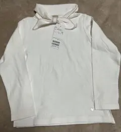 プティマイン　襟リボンカット長袖Tシャツ 120cm