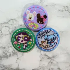 キャラクター刺繍缶バッジ 3個セット