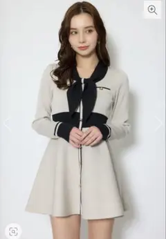 値下げ◯rienda バイカラーミニニットワンピース