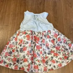 ノースリーブ ワンピース 花柄 デニム