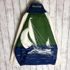 90s NAUTICA セーリングジャケット バックヨットプリント 古着 a2のサムネイル