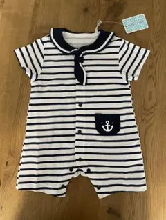 【新品未使用】マリン ストライプ ロンパース