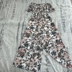 花柄 ピンク オフショルダー サロペットオールインワン a3350