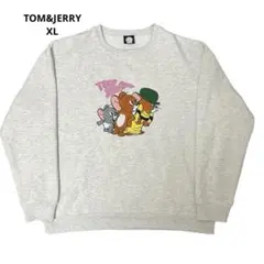 TOM&JERRY 長袖　トレーナー　刺繍　ワッペン　裏起毛　XL