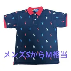 【希少】ポロラルフローレン マルチポニー 総柄プリント 紺×赤 ボーイズXXL