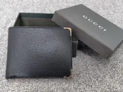 新品未使用 OLD GUCCI ブラックレザー 二つ折り財布 箱付き