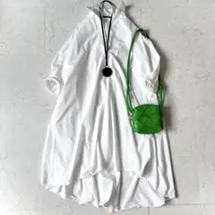 美品 hLM ヒューエルミュージアム 日本製 コットンノースリーブシャツ