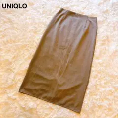 UNIQLO ユニクロ ストレッチダブルフェイスナロースカート L カーキ