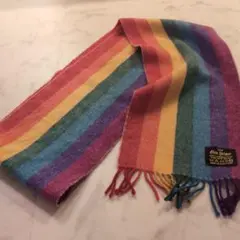 美品 ラムズウール100% GLEN PRINCE マフラー ストールレインボー