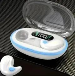 新品　睡眠用　寝ホン　Bluetoothイヤホン　電池残量ディスプレイ　ホワイト