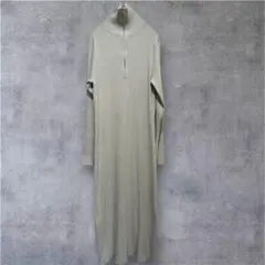 【ユニクロ】ハーフジップ リブニット ロングワンピース（長袖）M グレー系