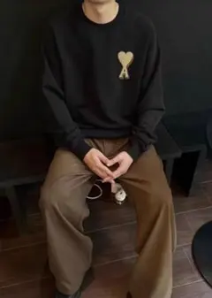 ✨ AMI PARIS ブラックスウェット メンズトップス L