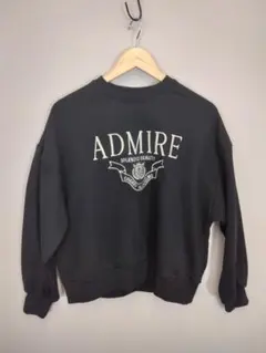 モーメントプラス 裏毛ロゴ刺繍入りスウェット トレーナー ブラック L