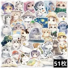 701　ステッカー　お裾分け　フレークシール　海外　防水　韓国　動物　ねこ